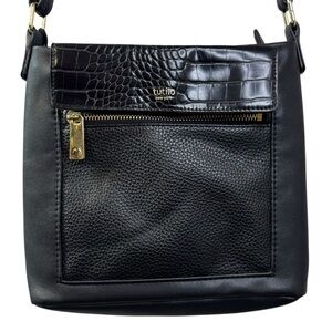 Tutilo New York black faux leather pvc Croc Embossed womens purse crossbody bag